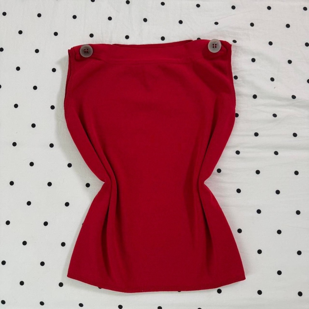 Red Joseph A. sleeveless blouse with button-up detail‎